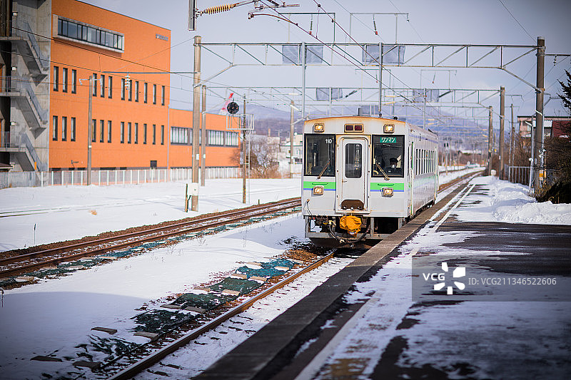 日本北海道室兰车站火车列车铁道铁路JR JREAST晴天冬季图片素材