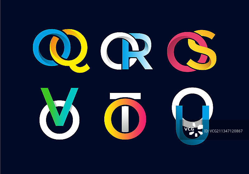 彩色的oq或OS ov你的首字母图片素材