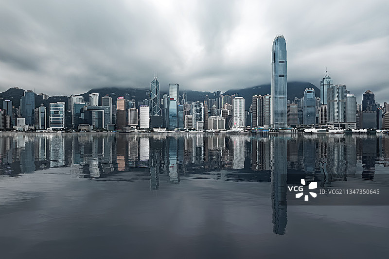 中国香港特别行政区维多利亚港城市建筑全景风光图片素材
