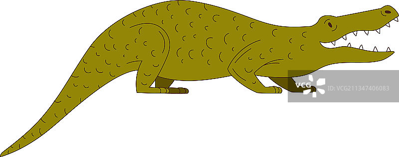 绿色的鳄鱼长着长长的尾巴和锋利的牙齿图片素材
