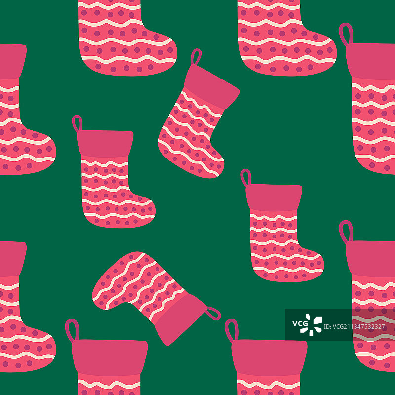 圣诞和新年无缝图案与袜子图片素材