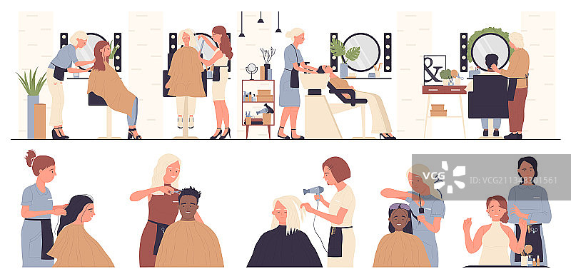 美发师与客户在美容工作图片素材