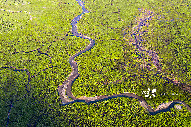航拍草原河流图片素材