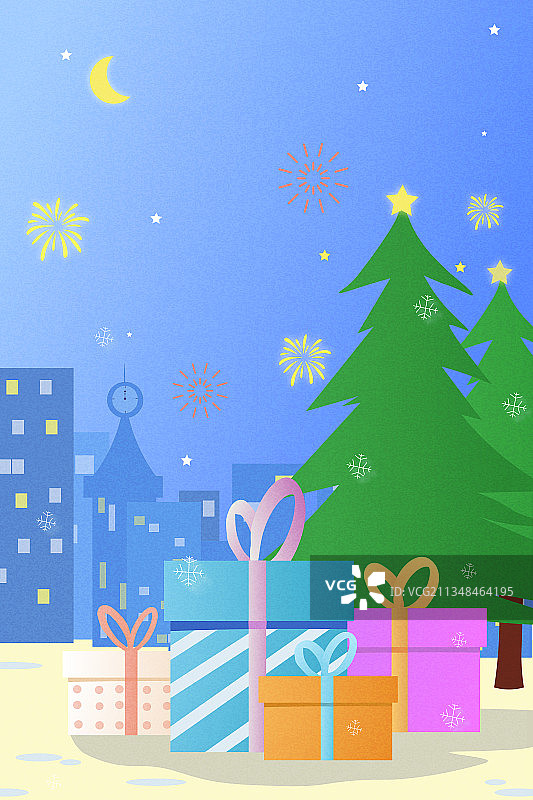 元旦节圣诞节跨年庆祝矢量竖版插画图片素材