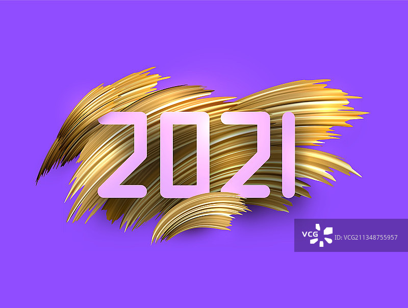 2021年拉链标志，金色的笔触图片素材