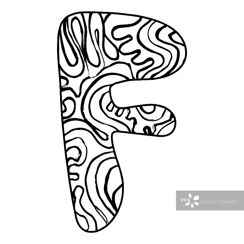 Zentangle字形字母-字母f图片素材