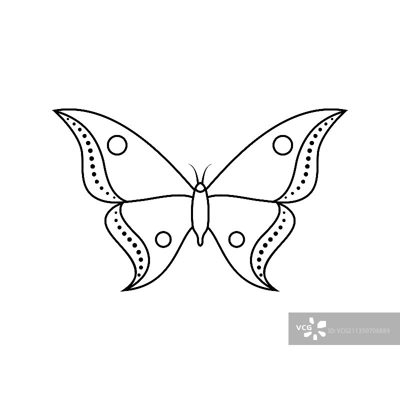 蝴蝶图标在线条艺术风格图片素材