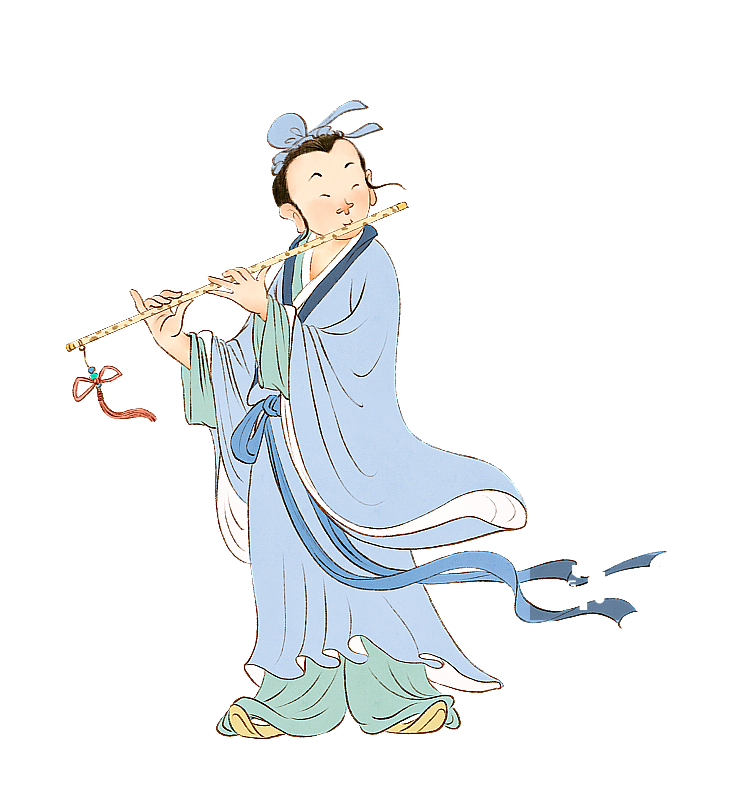 八仙过海神仙之一韩湘子吹笛子人物元素图片素材