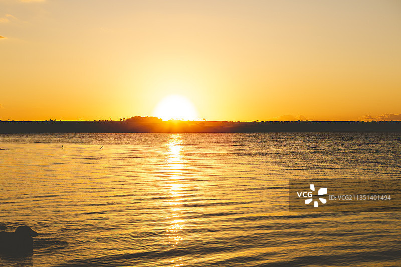 日落时的海景，波萨达斯，米绍尼斯，阿根廷图片素材