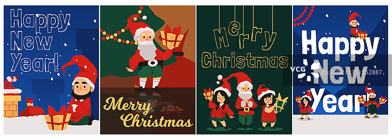圣诞和新年贺卡上有精灵或小矮人图片素材