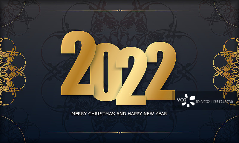 明信片模板2022圣诞快乐黑色与图片素材