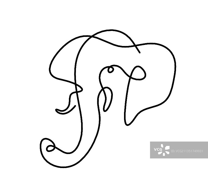 抽象大象的轮廓线画图片素材