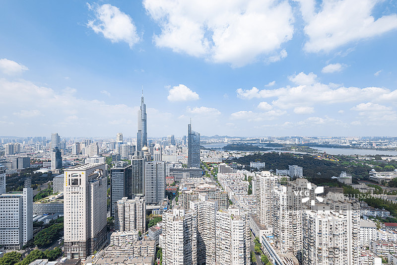 航拍南京现代城城市风光图片素材