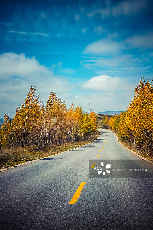黄土高原上的秋天公路图片素材