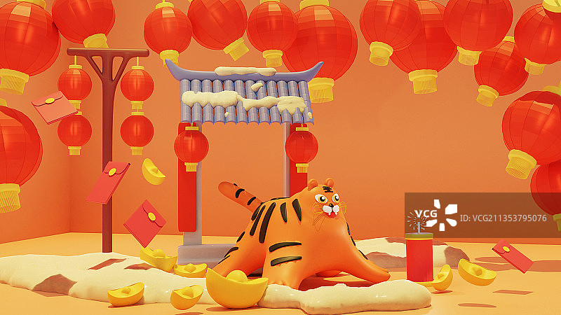 庆祝新年春节的老虎图片素材