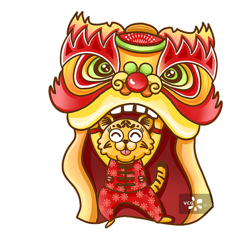 虎年新年小老虎庆典舞狮活动习俗图片素材