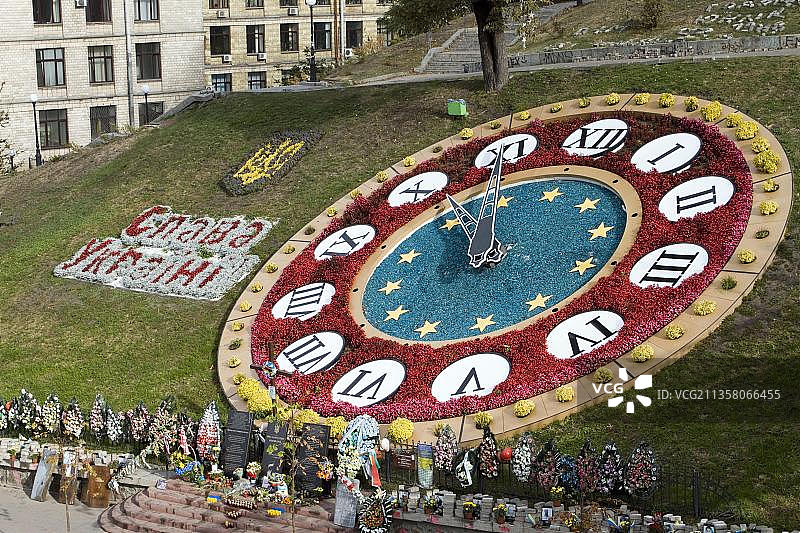 基辅的花钟，独立广场，Majdan, Meydan, Maidan Nezalezhnosti，基辅，乌克兰，欧洲图片素材