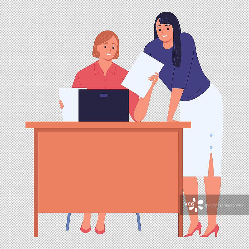 女性工作文件沟通图片素材