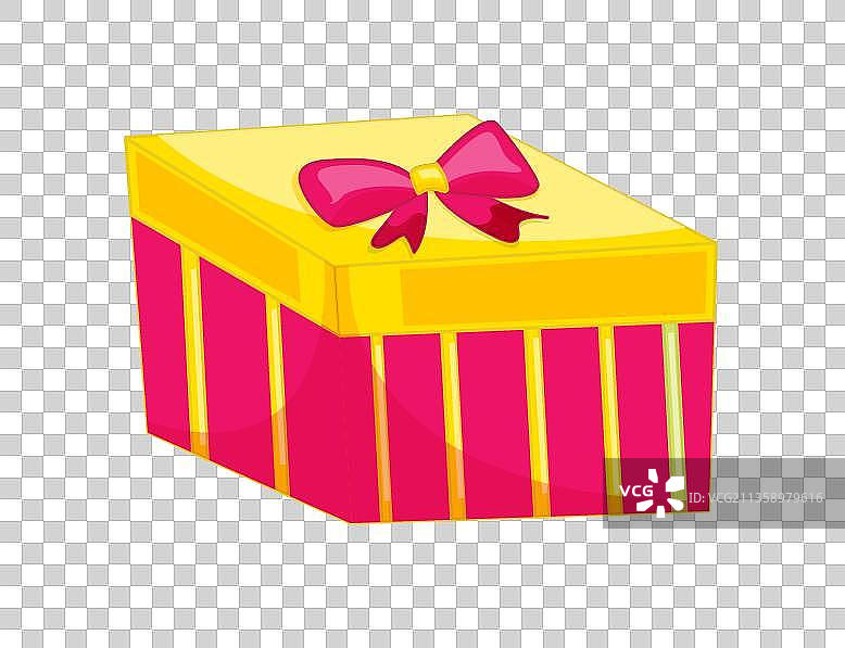 粉色黄色条纹礼物盒图片素材