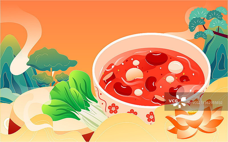 腊八节腊八粥国潮食物插画春节美食活动海报图片素材