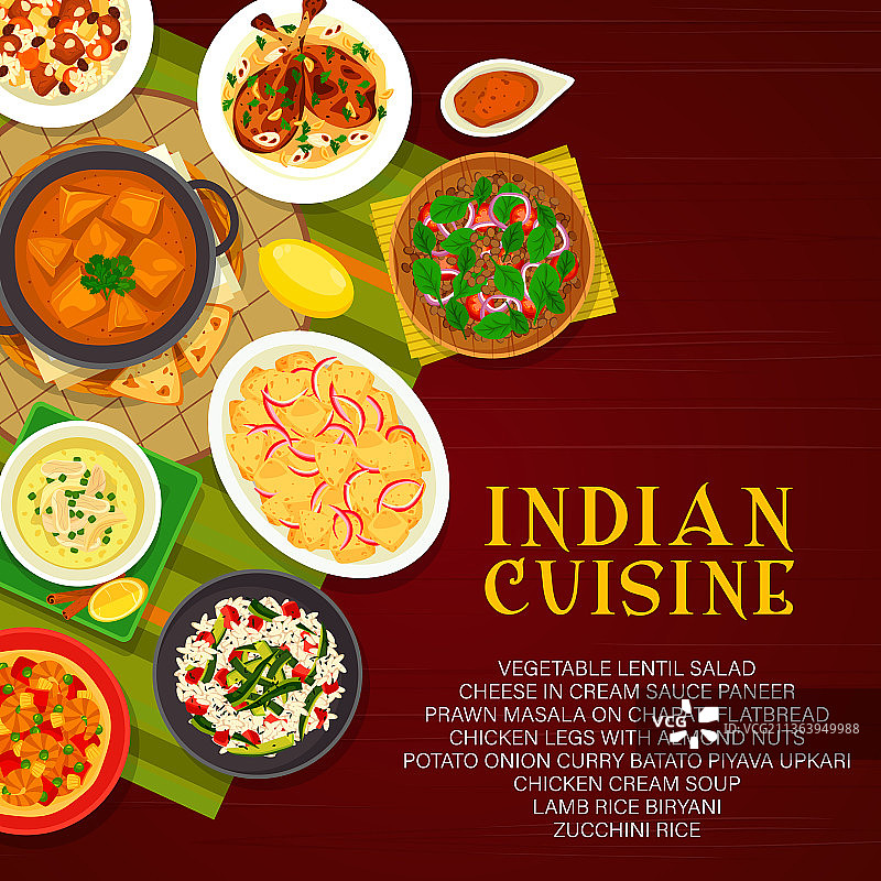 印度菜菜单包括印度菜图片素材