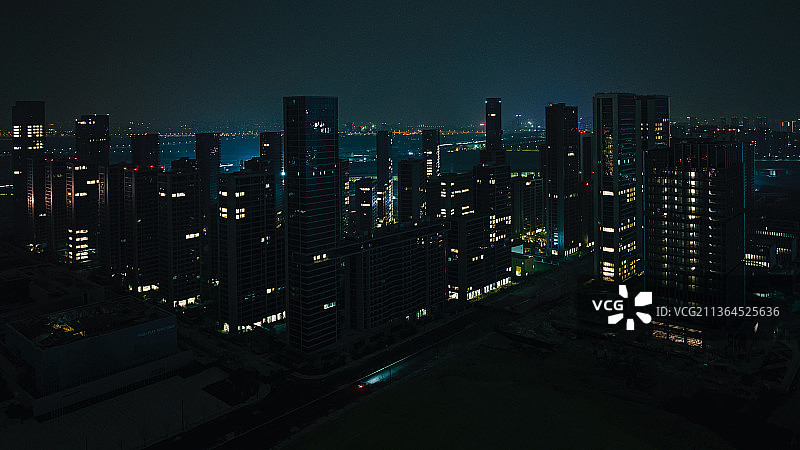 暗夜城市--杭州亚运村建设现场图片素材