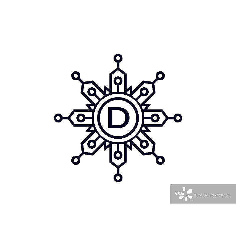 技术初期字母d圈标志设计图片素材