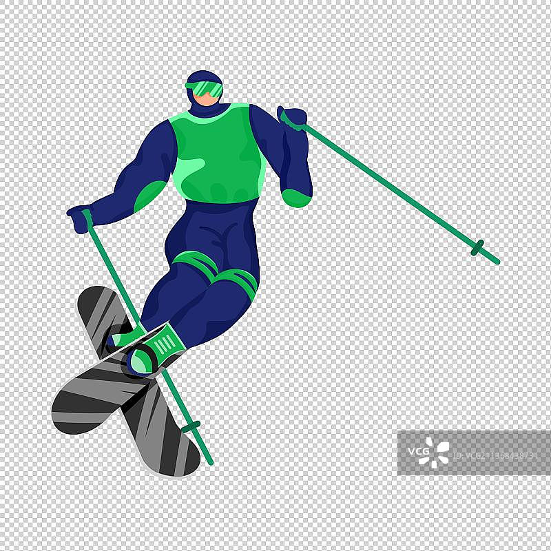 单人滑雪动作-双板滑雪图片素材
