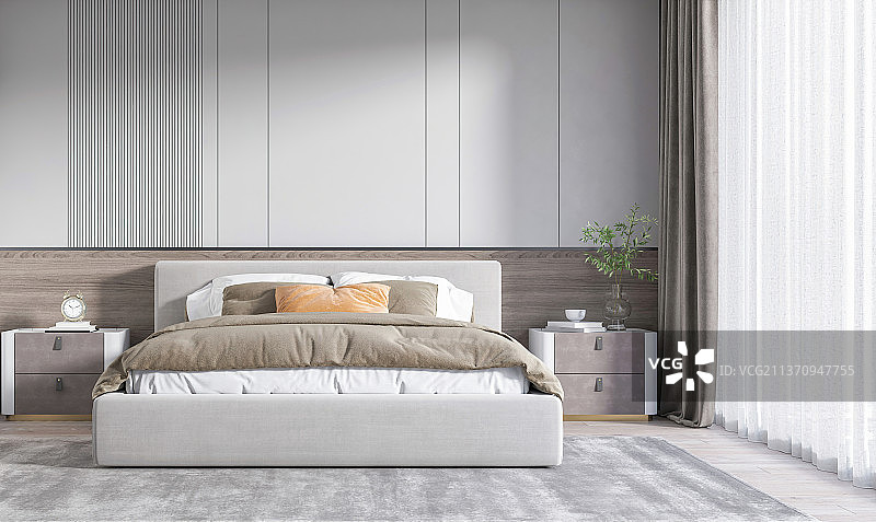 现代简约风格卧室温馨大床房图片素材