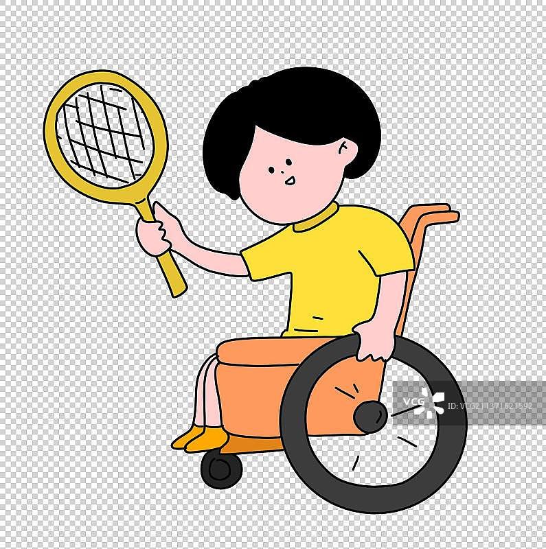 手绘卡通可爱设计元素残疾人运动会图片素材