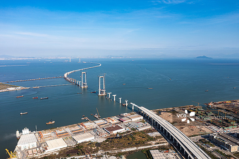 深圳中山跨海大桥 建设中的深中通道2022图片素材