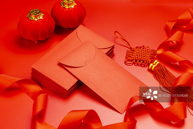 春节红包特写红色背景图片素材