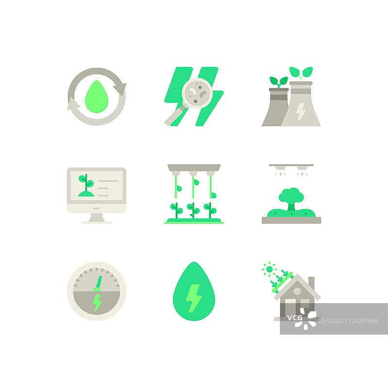 生态友好型绿色能源矢量图标系列图片素材