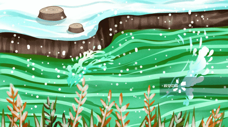 冬天的河流插画-GIF动图图片素材