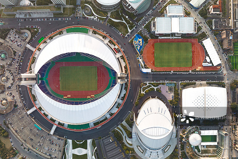 航拍杭州亚运场馆黄龙体育中心白昼风光图片素材