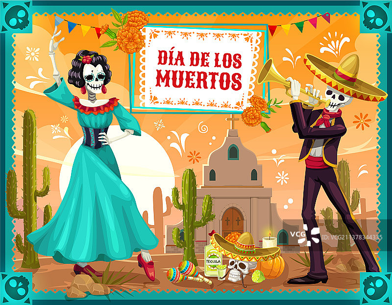 跳舞骷髅墨西哥日死节日图片素材