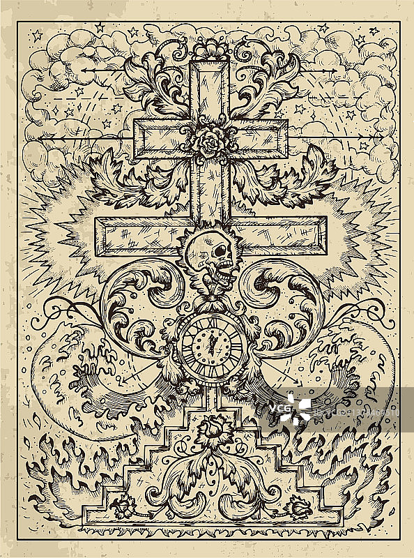 十字神秘概念为勒诺蒙神谕塔罗牌图片素材
