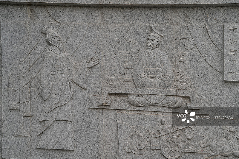 雕塑，中国商代历史人物像，商汤与伊尹图片素材