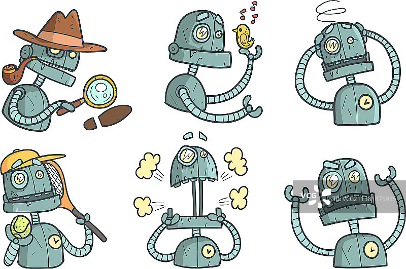 复古机器人角色设定有趣的蒸汽朋克图片素材