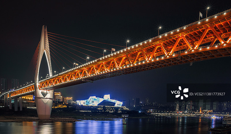重庆千厮门大桥夜景图片素材