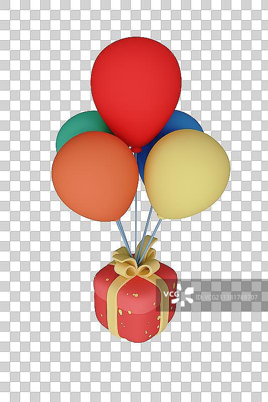 气球礼物三维插画图片素材