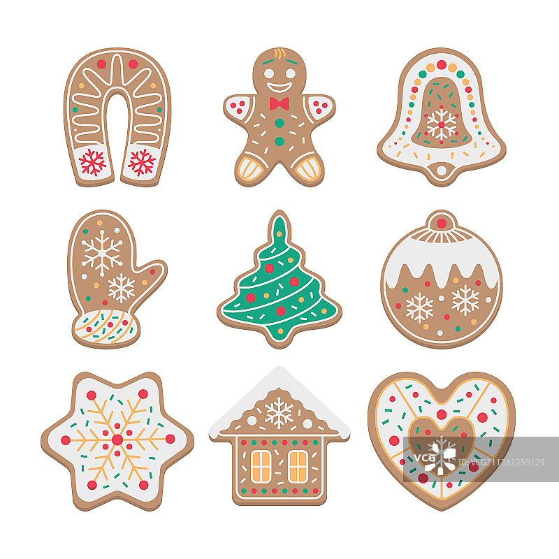 圣诞姜饼配彩色糖衣图片素材