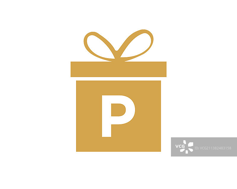 字母p礼盒形状标志彩色礼品标志图片素材