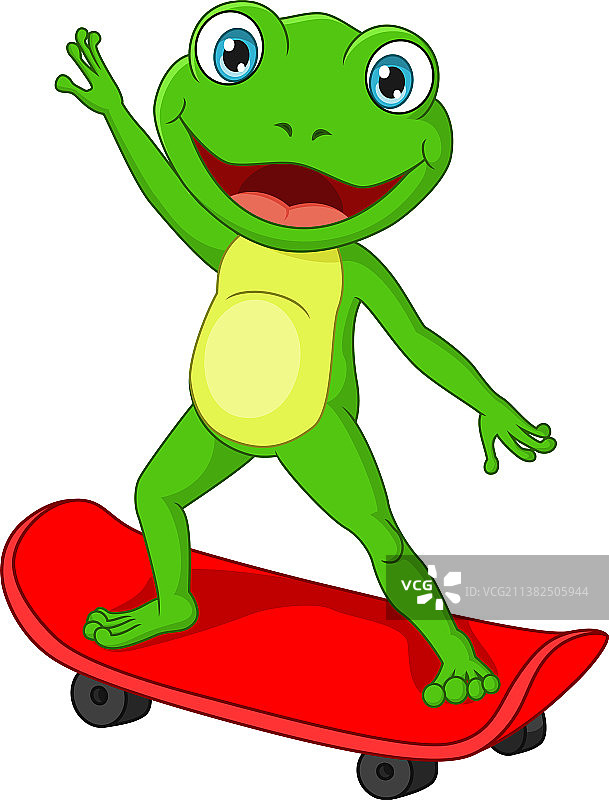 可爱的青蛙在玩滑板图片素材