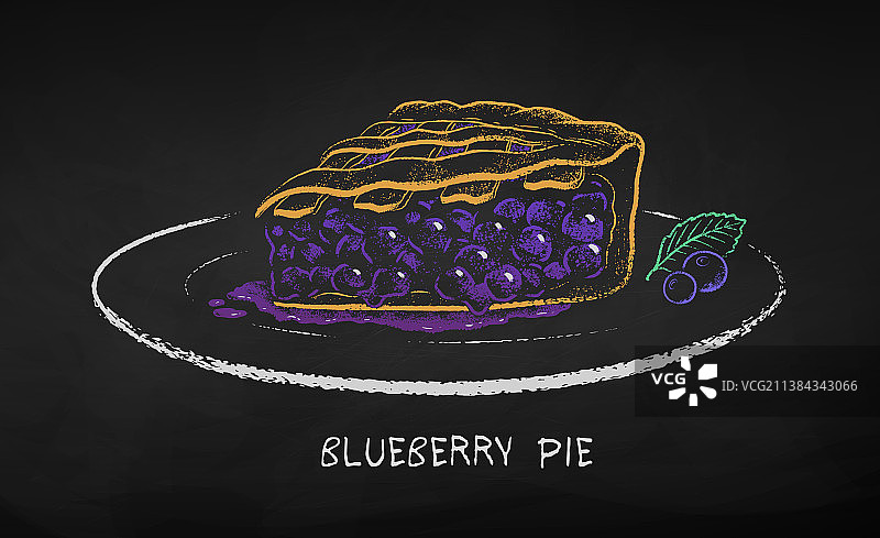 用粉笔画的蓝莓派图片素材