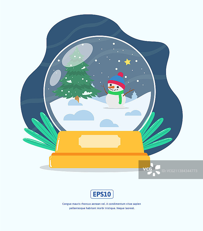 扁平的圣诞玻璃球与雪人图片素材