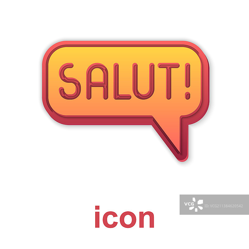金salut在不同语言图标上孤立图片素材
