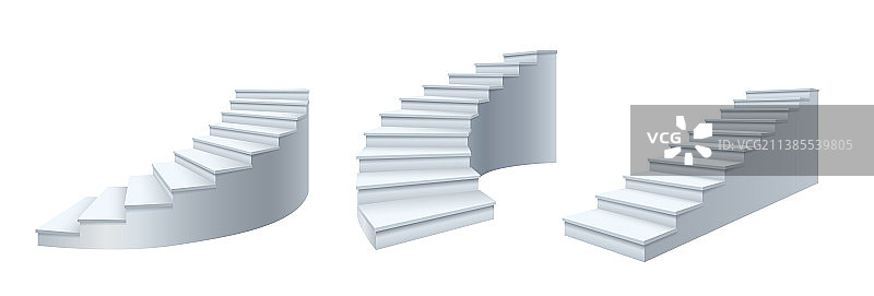 建筑白色逼真的楼梯3d简单图片素材