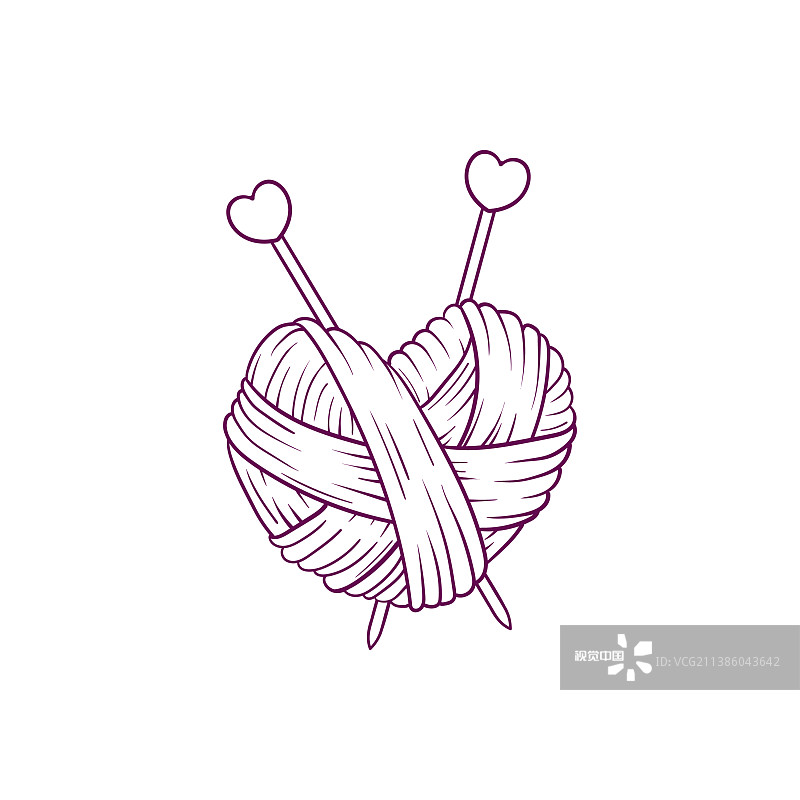 手工绘制的心形针织纱束图片素材