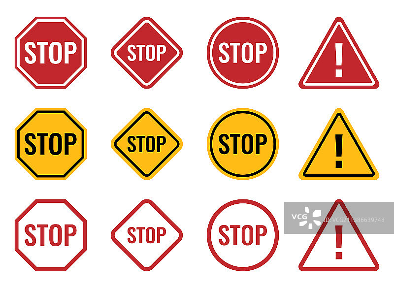 停车标志空白标志空警告图标设置图片素材